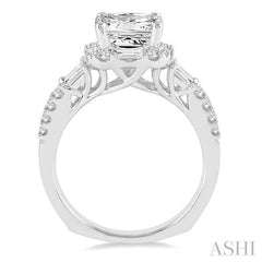 ASHI Princess Shape Semi-Mount Halo Diamond Engagement Ring 18932PPFRWG-SM