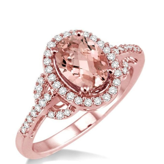 Parkplace Jewelers Oval Shape Gemstone & Halo Diamond Ring 52275PPFNMOPG