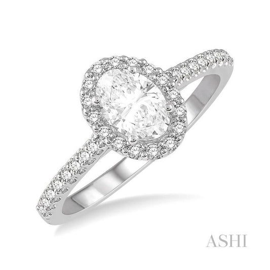ASHI Oval Shape Halo Diamond Engagement Ring 242G2PPFHWG-LE