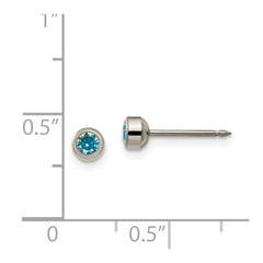 18E Inverness Titanium 4mm Aqua Crystal Bezel Earrings