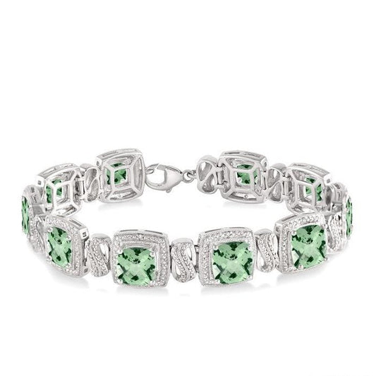 Parkplace Jewelers Silver Cushion Shape Gemstone & Diamond Bracelet 85538PPSSGASLTB