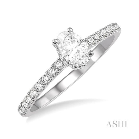 ASHI Oval Shape Semi-Mount Diamond Engagement Ring 259J6PPFHWG-SM-OV
