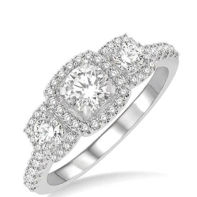 Parkplace Jewelers Round Shape Past Present & Future Halo Diamond Engagement Ring 243M1PPFHWG-LE