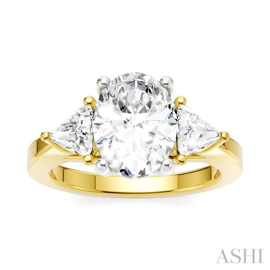 ASHI Oval Shape Semi-Mount Diamond Engagement Ring 190B3PPFHYW-SM-OV2