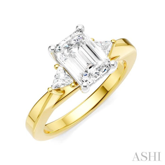 ASHI Emerald Shape Semi-Mount Diamond Engagement Ring 190B6PPFHYW-SM-EM1