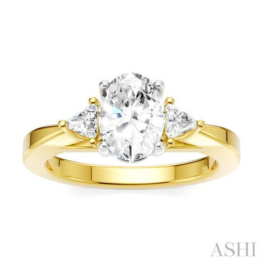 ASHI Oval Shape Semi-Mount Diamond Engagement Ring 190B6PPFHYW-SM-OV1