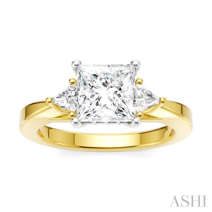 ASHI Princess Shape Semi-Mount Diamond Engagement Ring 190B6PPFHYW-SM-PN1