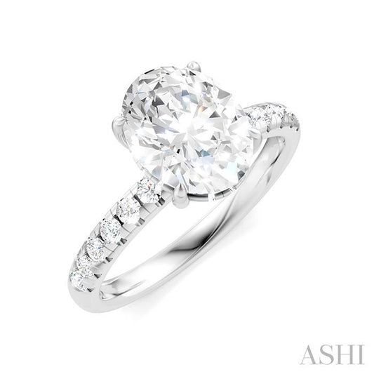 ASHI Oval Shape Semi-Mount Diamond Engagement Ring 191A5PPFHWG-SM-OV2