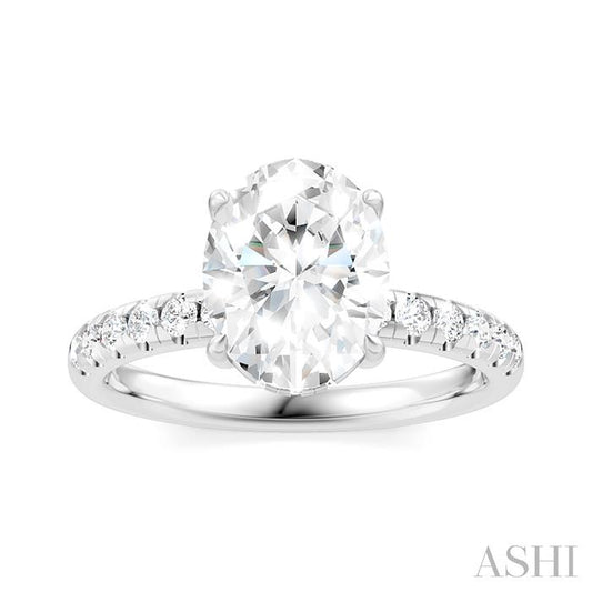 ASHI Oval Shape Semi-Mount Diamond Engagement Ring 191A5PPFHWG-SM-OV2