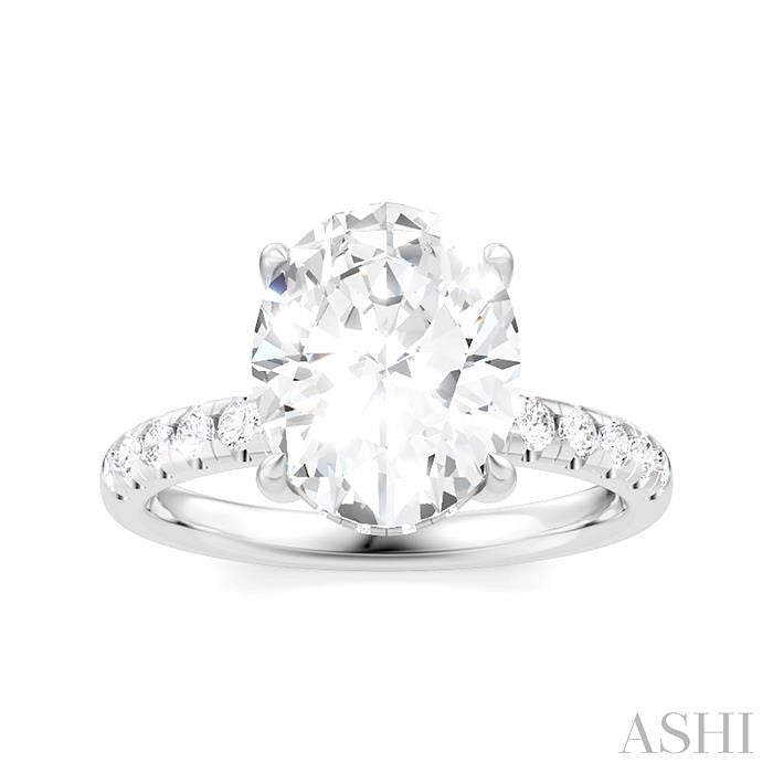 ASHI Oval Shape Semi-Mount Diamond Engagement Ring 191A5PPFHWG-SM-OV3