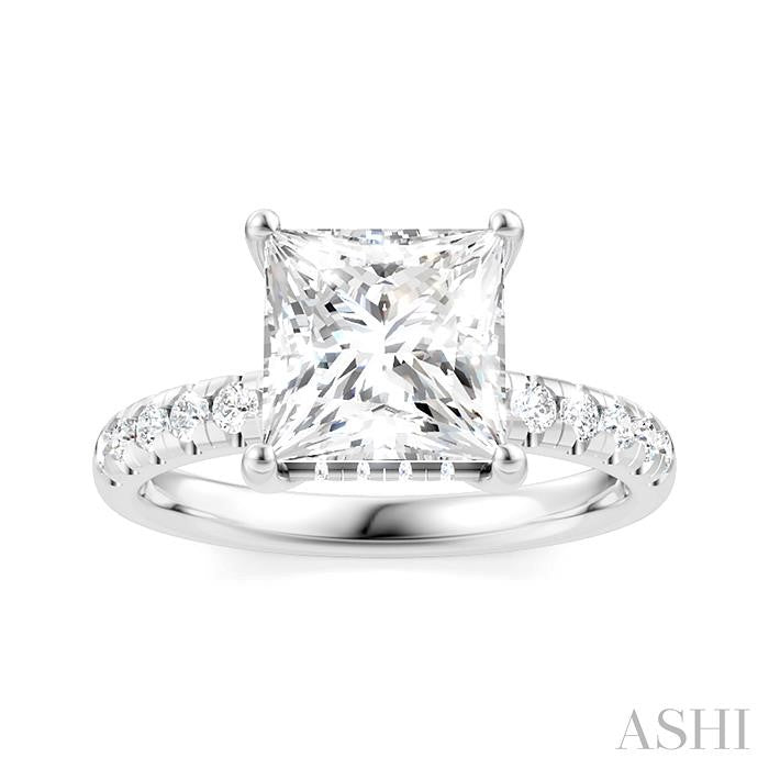 ASHI Princess Shape Semi-Mount Diamond Engagement Ring 191A5PPFHWG-SM-PN2