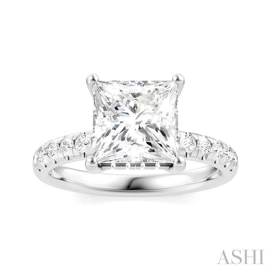ASHI Princess Shape Semi-Mount Diamond Engagement Ring 191A5PPFHWG-SM-PN2