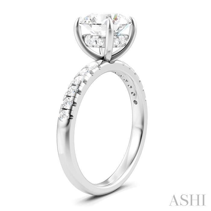 ASHI Round Shape Semi-Mount Diamond Engagement Ring 191A5PPFHWG-SM-RD2