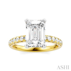 ASHI Emerald Shape Semi-Mount Diamond Engagement Ring 191A5PPFHYW-SM-EM2