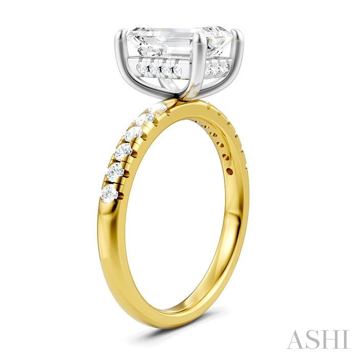 ASHI Emerald Shape Semi-Mount Diamond Engagement Ring 191A5PPFHYW-SM-EM2