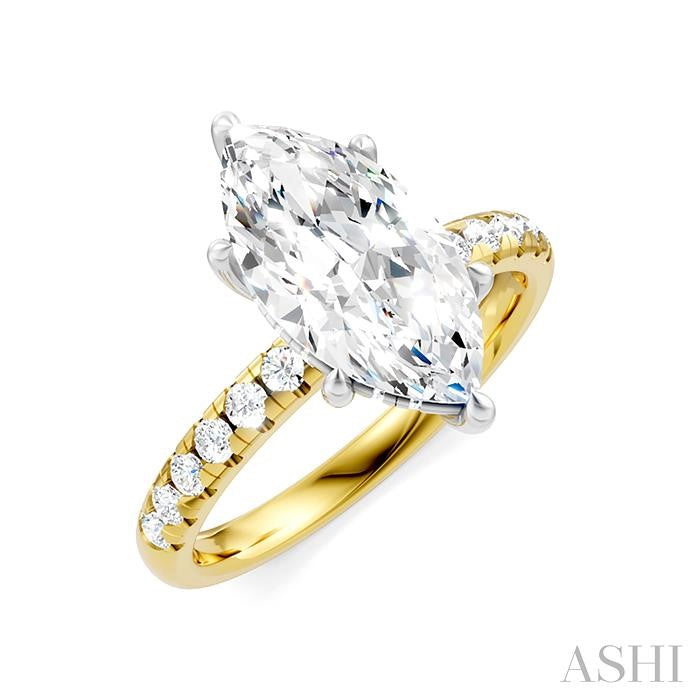 ASHI Marquise Shape Semi-Mount Diamond Engagement Ring 191A5PPFHYW-SM-MQ2