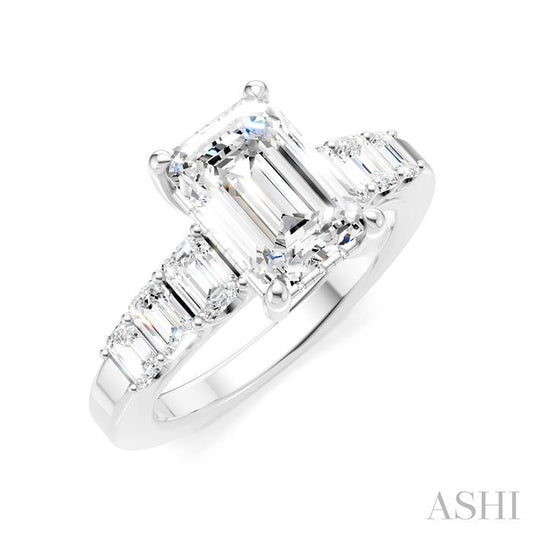 ASHI Emerald Shape Semi-Mount Diamond Engagement Ring 191B1PPFHWG-SM-EM2