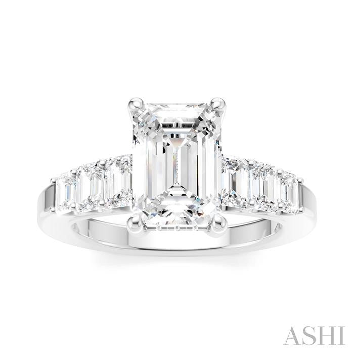 ASHI Emerald Shape Semi-Mount Diamond Engagement Ring 191B1PPFHWG-SM-EM2