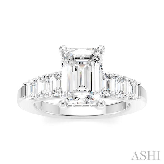 ASHI Emerald Shape Semi-Mount Diamond Engagement Ring 191B1PPFHWG-SM-EM2