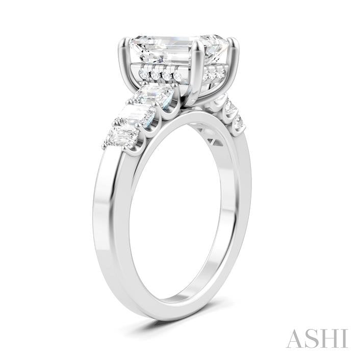 ASHI Emerald Shape Semi-Mount Diamond Engagement Ring 191B1PPFHWG-SM-EM2