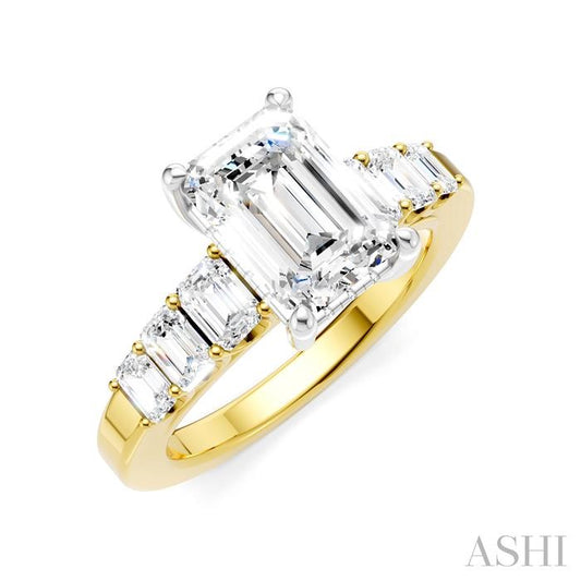 ASHI Emerald Shape Semi-Mount Diamond Engagement Ring 191B1PPFHYW-SM-EM2