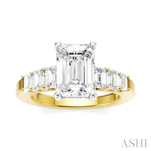 ASHI Emerald Shape Semi-Mount Diamond Engagement Ring 191B1PPFHYW-SM-EM2