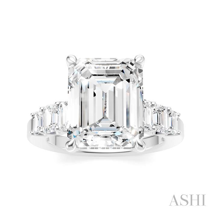 ASHI Emerald Shape Semi-Mount Diamond Engagement Ring 191BBPPFHWG-SM-EM4