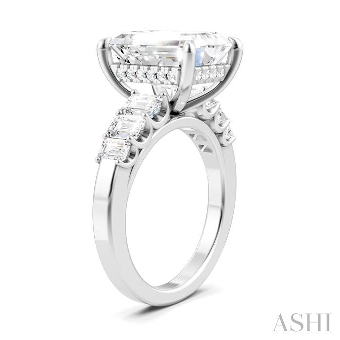 ASHI Emerald Shape Semi-Mount Diamond Engagement Ring 191BBPPFHWG-SM-EM4