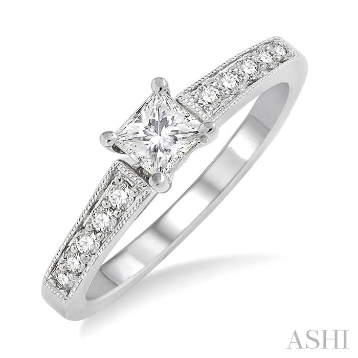 ASHI Princess Shape Semi-Mount Diamond Engagement Ring 19208PPFVWG-SM