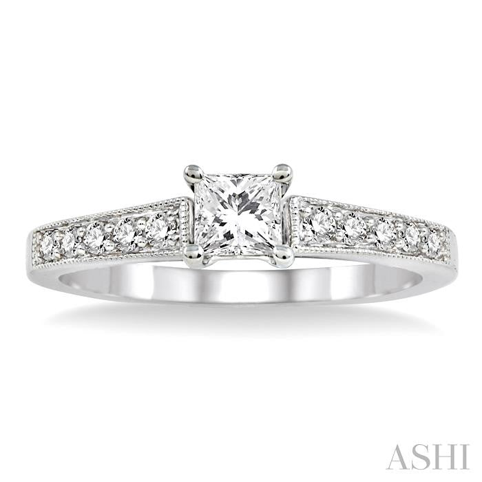 ASHI Princess Shape Semi-Mount Diamond Engagement Ring 19208PPFVWG-SM
