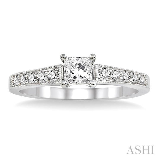 ASHI Princess Shape Semi-Mount Diamond Engagement Ring 19208PPFVWG-SM