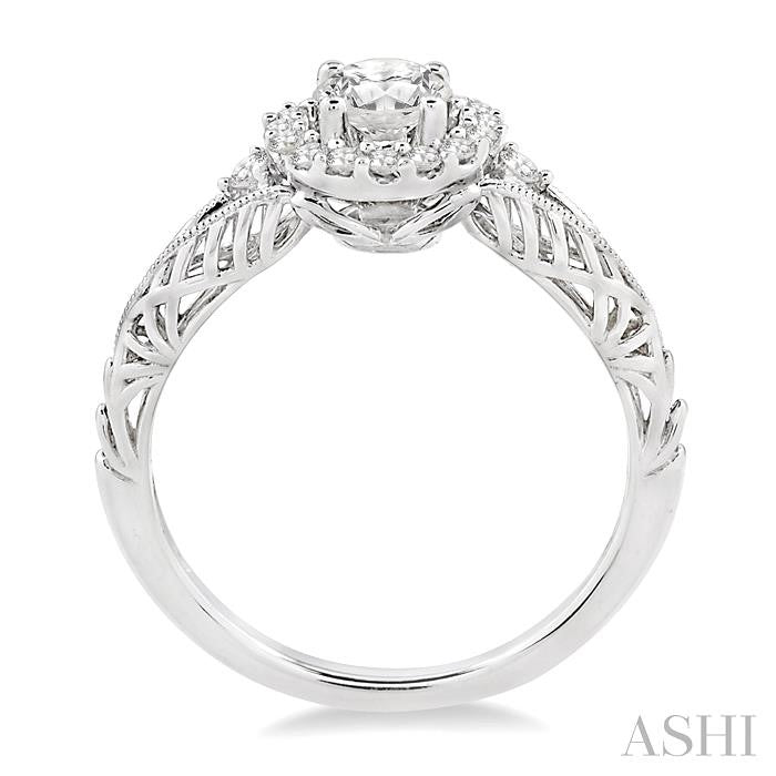 ASHI Round Shape Halo Diamond Engagement Ring 19223PPFVWG-LE