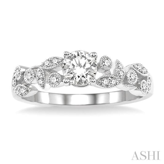 ASHI Round Shape Semi-Mount Diamond Engagement Ring 19288PPFVWG-SM