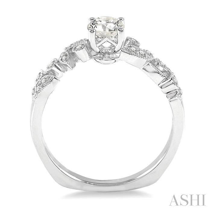 ASHI Round Shape Semi-Mount Diamond Engagement Ring 19288PPFVWG-SM