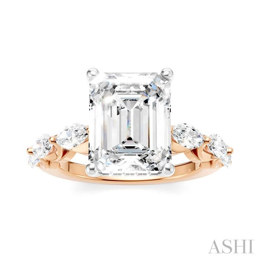 ASHI Emerald Shape Semi-Mount Diamond Engagement Ring 192A1PPFHPW-SM-EM3
