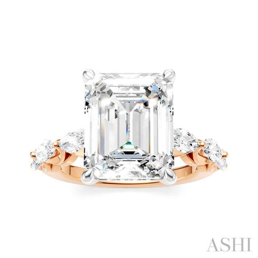 ASHI Emerald Shape Semi-Mount Diamond Engagement Ring 192A1PPFHPW-SM-EM4