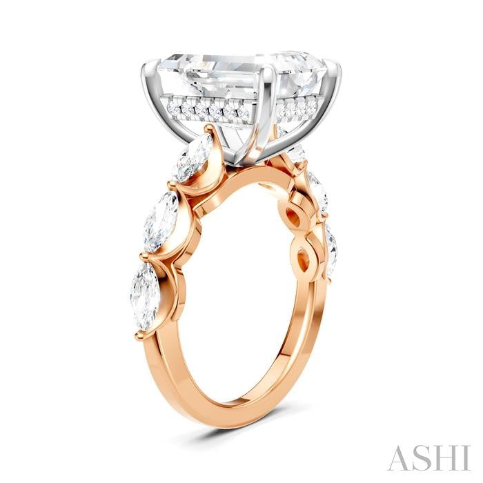 ASHI Emerald Shape Semi-Mount Diamond Engagement Ring 192A1PPFHPW-SM-EM4