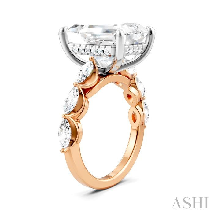 ASHI Emerald Shape Semi-Mount Diamond Engagement Ring 192A1PPFHPW-SM-EM5