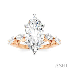 ASHI Marquise Shape Semi-Mount Diamond Engagement Ring 192A1PPFHPW-SM-MQ3