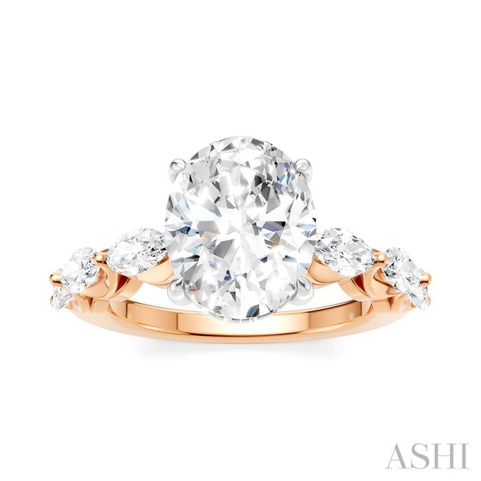 ASHI Oval Shape Semi-Mount Diamond Engagement Ring 192A1PPFHPW-SM-OV3