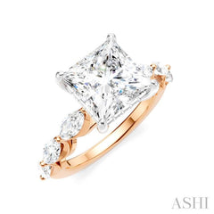ASHI Princess Shape Semi-Mount Diamond Engagement Ring 192A1PPFHPW-SM-PN3