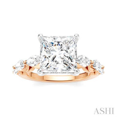 ASHI Princess Shape Semi-Mount Diamond Engagement Ring 192A1PPFHPW-SM-PN3