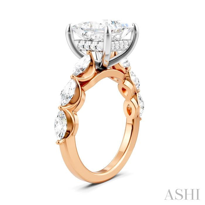 ASHI Princess Shape Semi-Mount Diamond Engagement Ring 192A1PPFHPW-SM-PN3