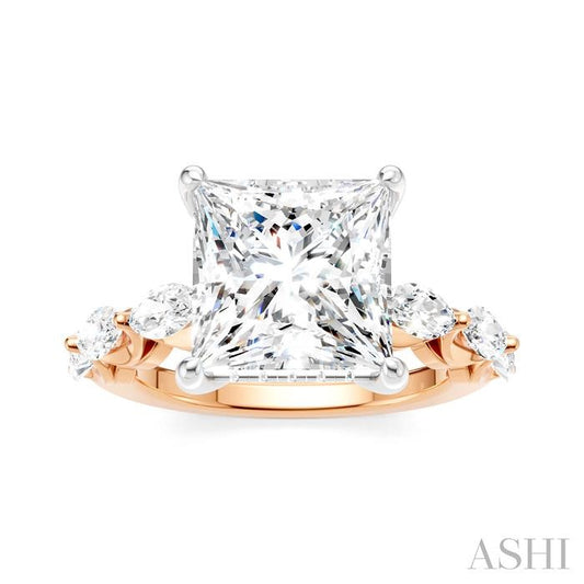 ASHI Princess Shape Semi-Mount Diamond Engagement Ring 192A1PPFHPW-SM-PN4