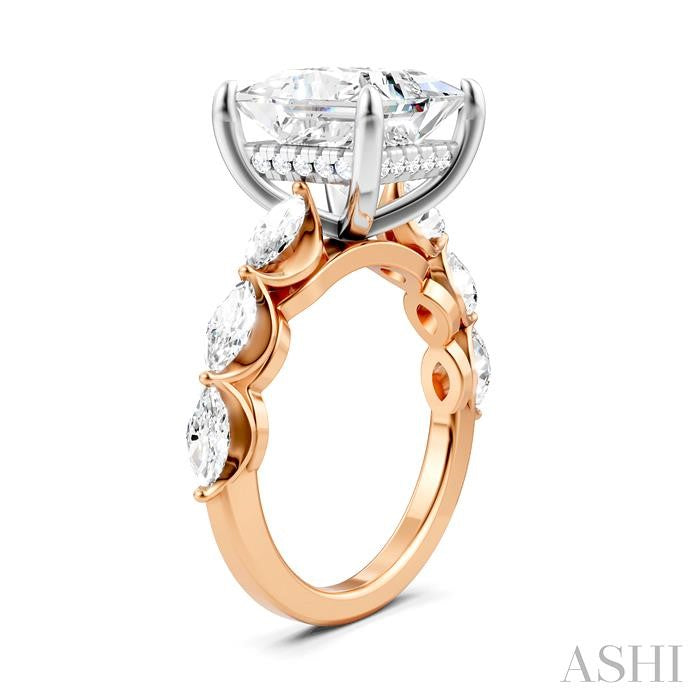 ASHI Princess Shape Semi-Mount Diamond Engagement Ring 192A1PPFHPW-SM-PN4