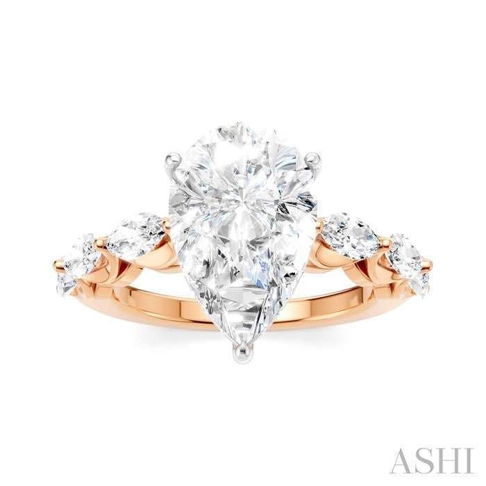 ASHI Pear Shape Semi-Mount Diamond Engagement Ring 192A1PPFHPW-SM-PR3