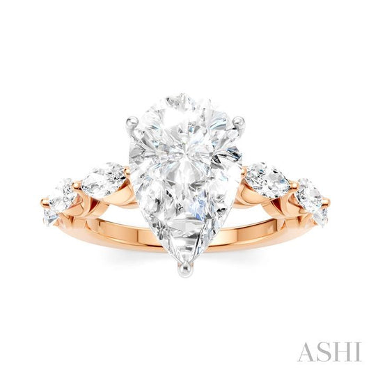 ASHI Pear Shape Semi-Mount Diamond Engagement Ring 192A1PPFHPW-SM-PR3