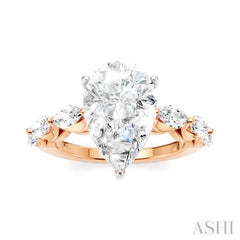 ASHI Pear Shape Semi-Mount Diamond Engagement Ring 192A1PPFHPW-SM-PR3