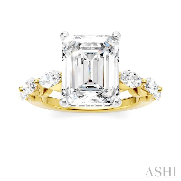 ASHI Emerald Shape Semi-Mount Diamond Engagement Ring 192A1PPFHYW-SM-EM3