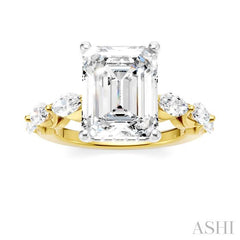 ASHI Emerald Shape Semi-Mount Diamond Engagement Ring 192A1PPFHYW-SM-EM3